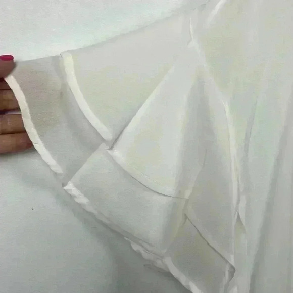 Red Lolly Women’s Scoop Neck Pullover Hi-Lo Short Sleeves w/Ruffles White L - Picture 4 of 8